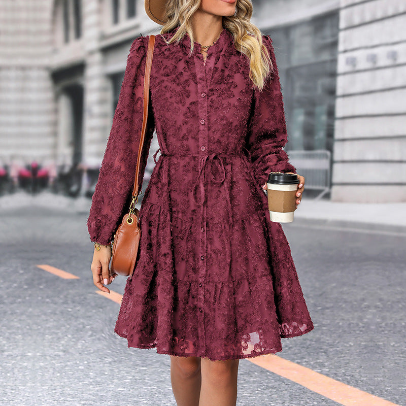 Women's blouse dress with high neckline and playful design, size Valenzora