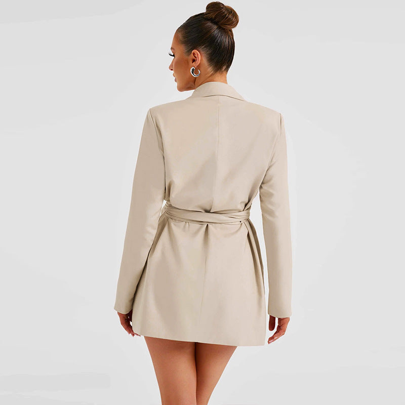 Valenzora | Black blazer dress with V-neck