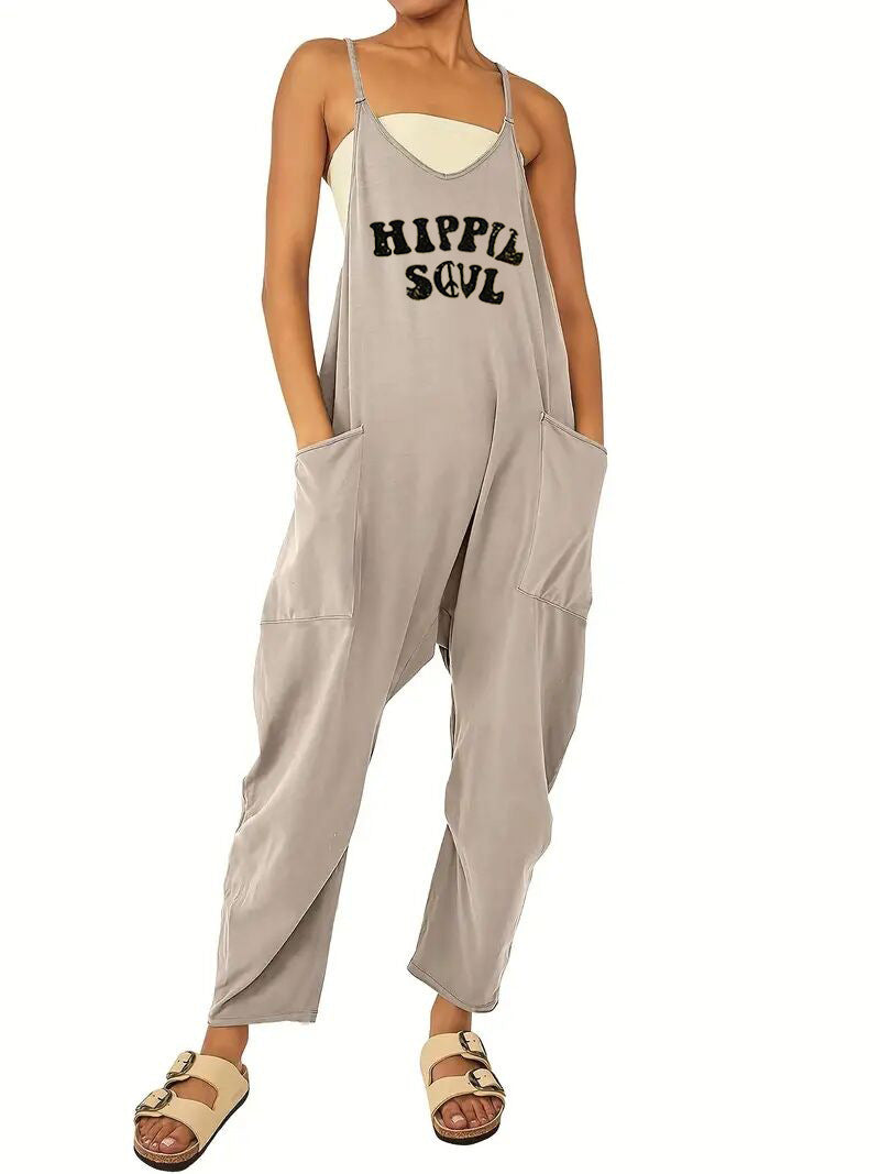 Damen-Jumpsuit mit lockerer Passform und praktischen Taschen, Größe