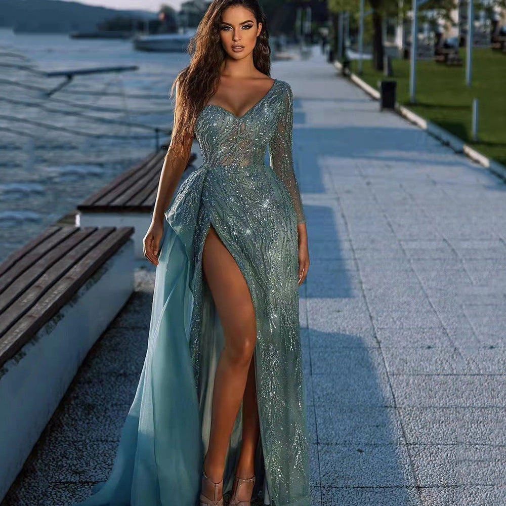 Valenzora | Spring Summer Women's Clothing Cocktail Evening Dress Sequin Slit Host Party Dress