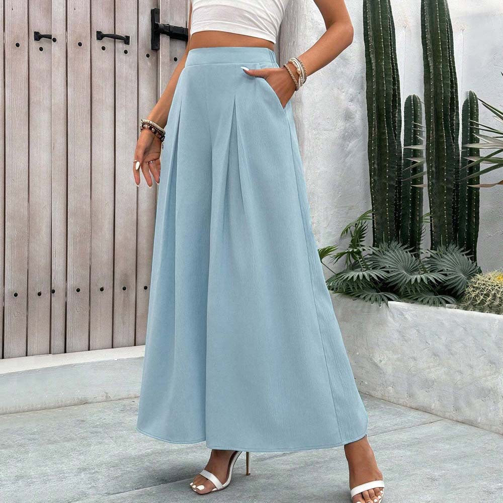 Damen-Palazzohose mit weitem Bein, eleganten Falten und hohem Bund, Größe [Größe fehlt]