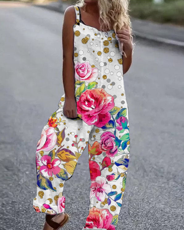 Valenzora | Leichter Jumpsuit mit großem Blumenmuster