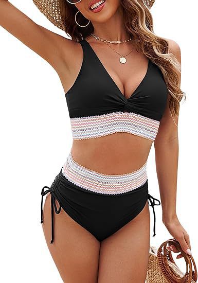 Damen-Bikini-Set mit modischem Wickel-Oberteil und High-Waist-Hose, Größe [size]