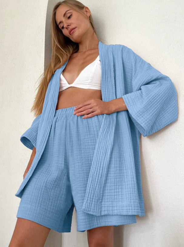 Valenzora Set for home: Loose-fitting cardigan and shorts
