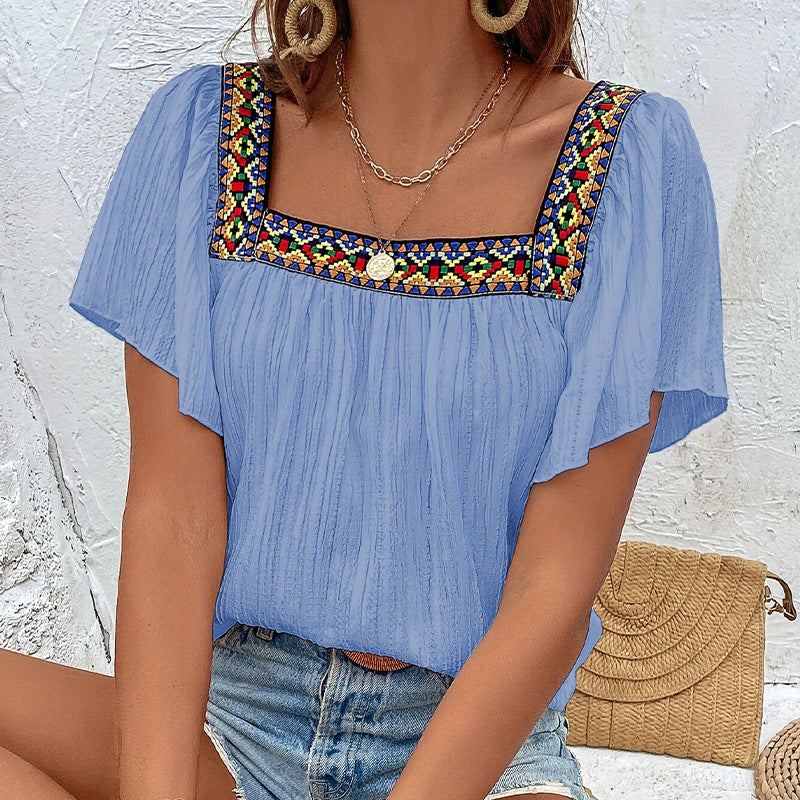 Damen-Luftsommerbluse mit Stickerei, Größe