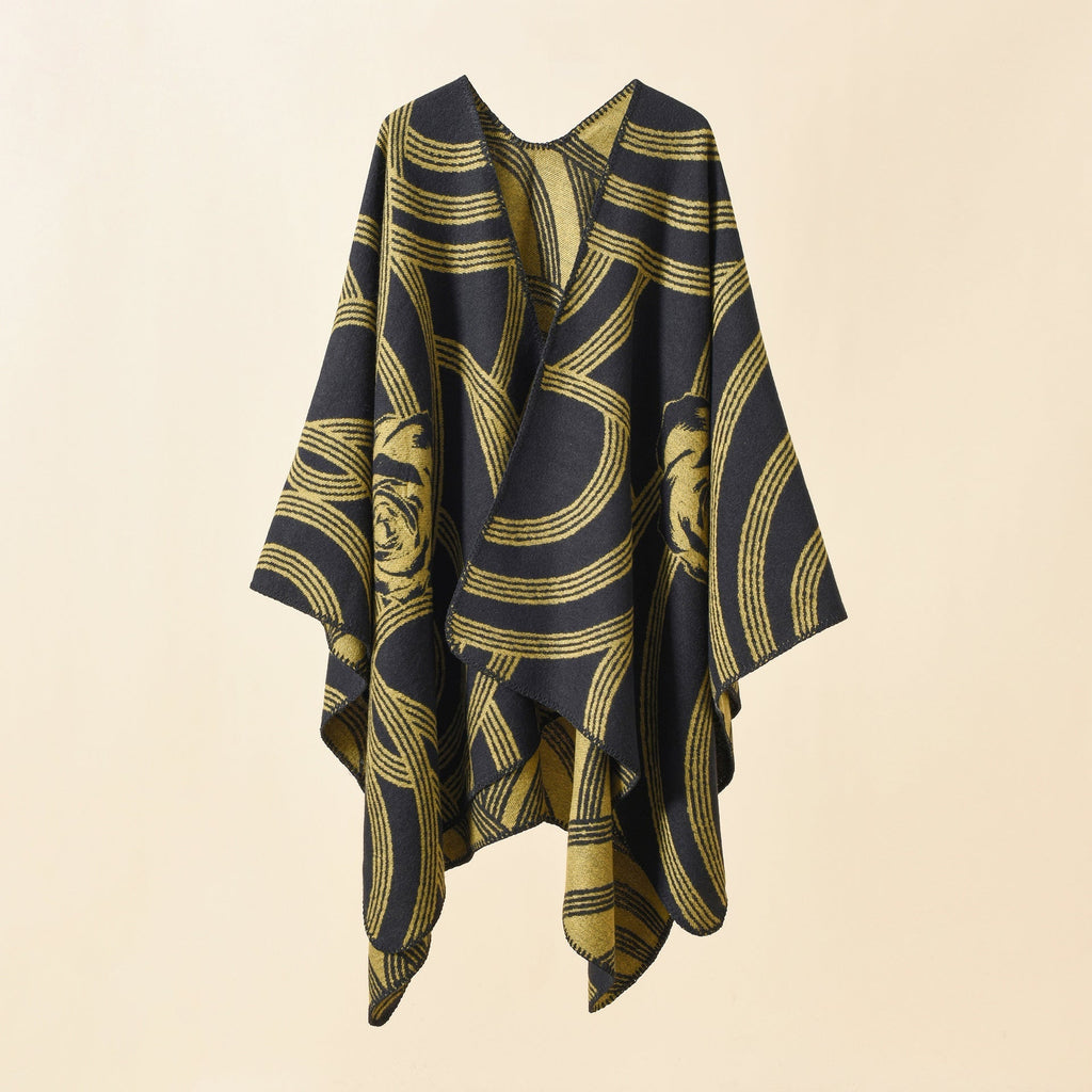 Damen-Poncho „Artful Wrap“ mit elegantem Blumendesign Valenzora