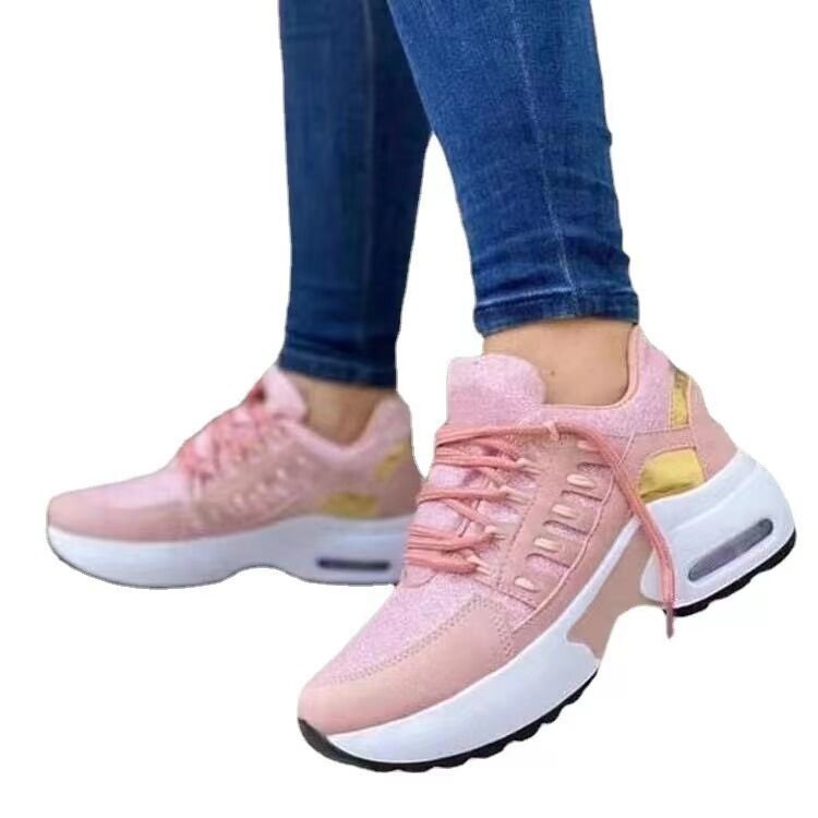 Women's sporty sneakers with reflective accents and breathable sole, size S