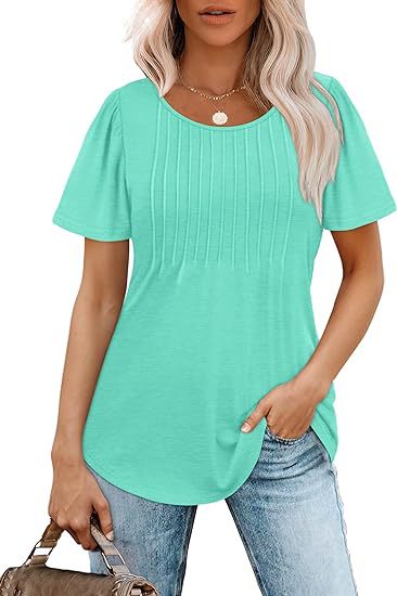 Damen-Sommer-T-Shirt mit Falten-Design, Größe