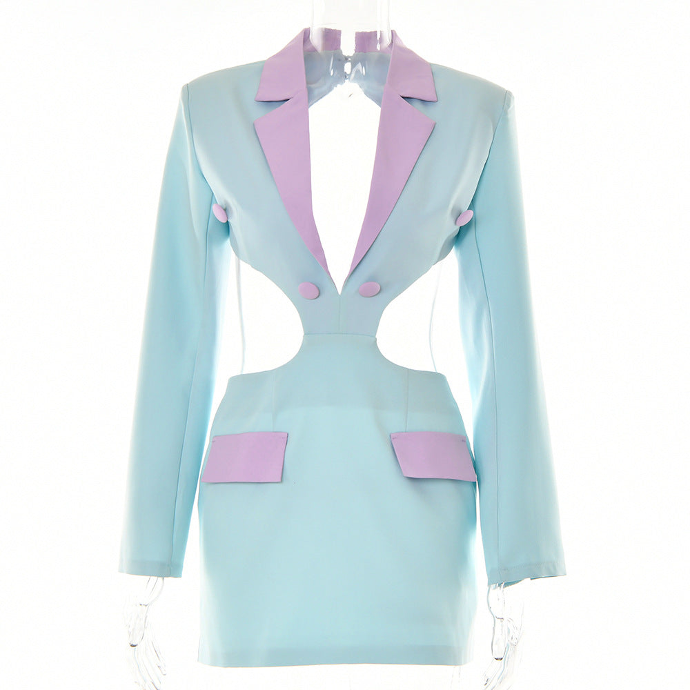 Damen Blazer-Kleid mit aufregendem Cut-Out-Design und Kontrastdetails, Größe Valenzora