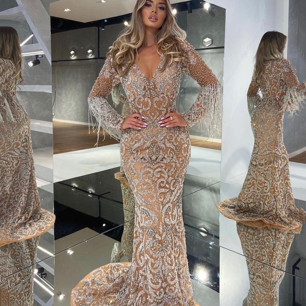 Valenzora | Mermaid Sequin Fringe Elegant Long Dress