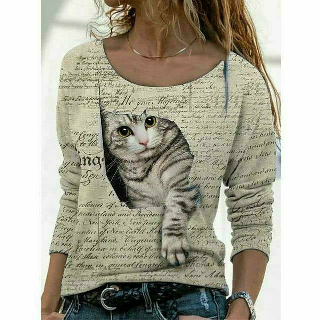 Valenzora | Modernes T-Shirt mit Katzenprint