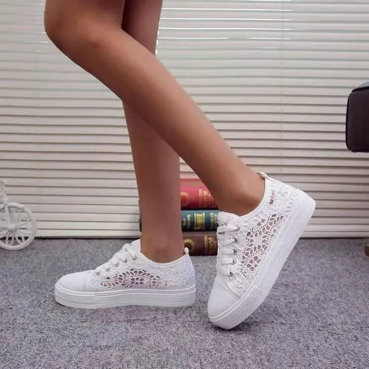 Valenzora | Damen-Sneaker mit Plateau und Spitze – Eleganter und atmungsaktiver Stil