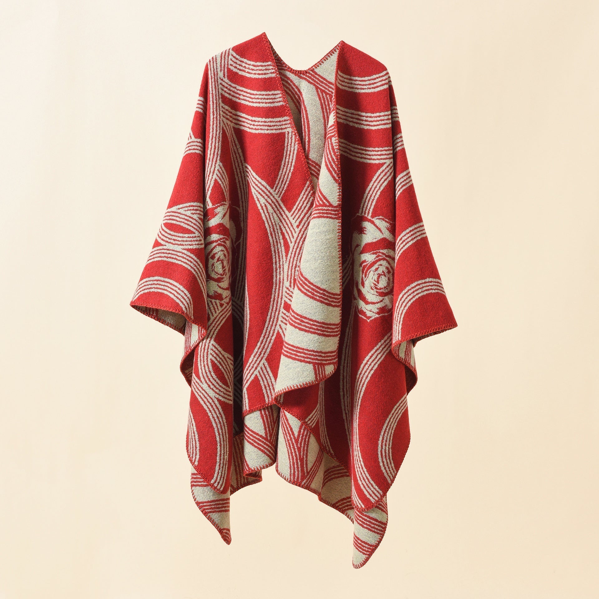Damen-Poncho „Artful Wrap“ mit elegantem Blumendesign Valenzora