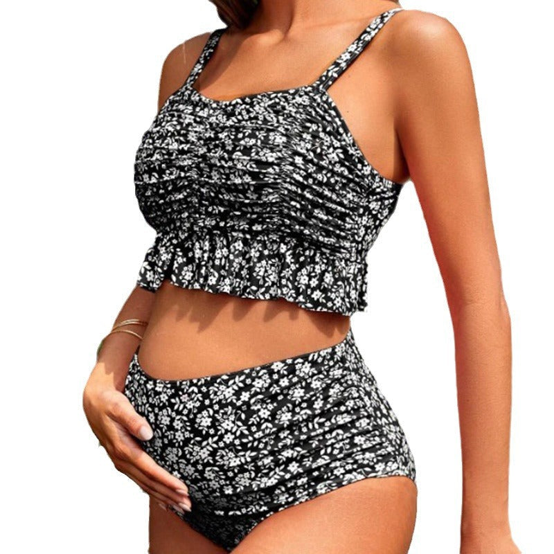 Valenzora | Damen-Tankini-Set mit verspielter Raffung und hohem Beinausschnitt