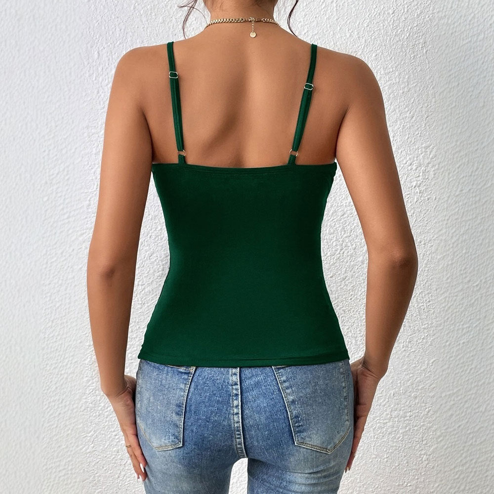 Valenzora | Solid green fashionable sleeveless top