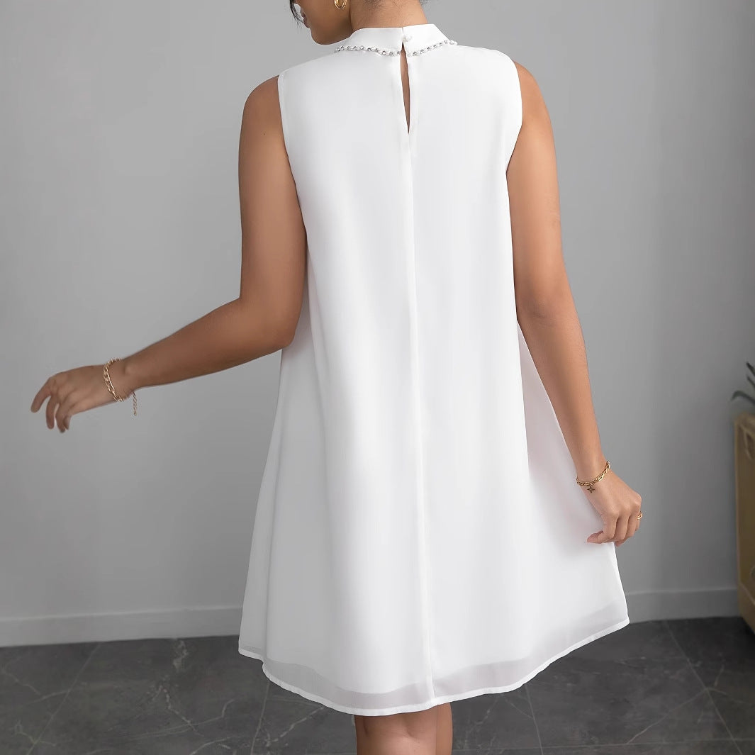 Damen-Chiffonkleid mit voluminösen Rüschendetails und elegantem Stehkragen, Größe [Größe fehlt]