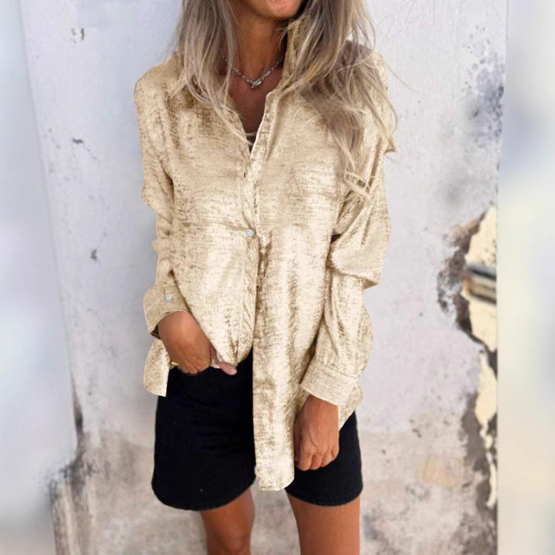 Damen glänzende Satinbluse mit modernen Cut-Out-Details, Größe