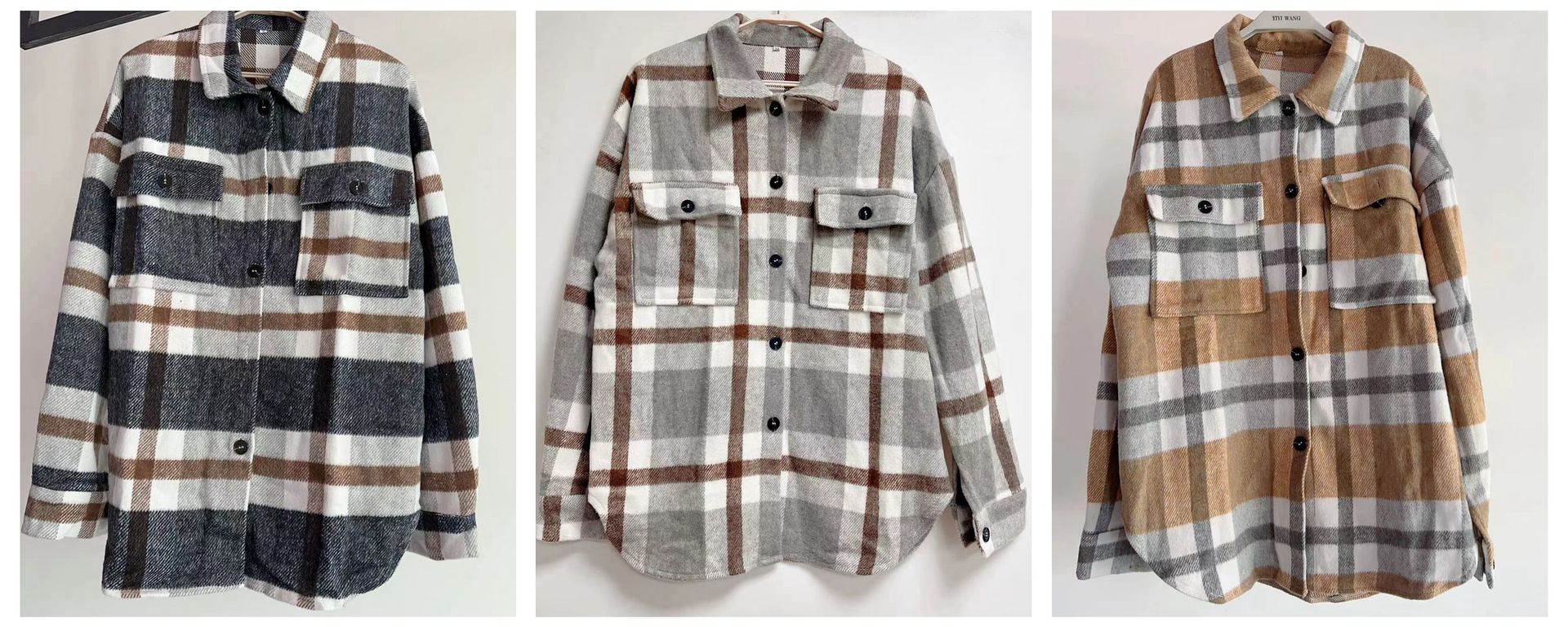 Women's checked flannel jacket with a relaxed fit and patch pockets, size S