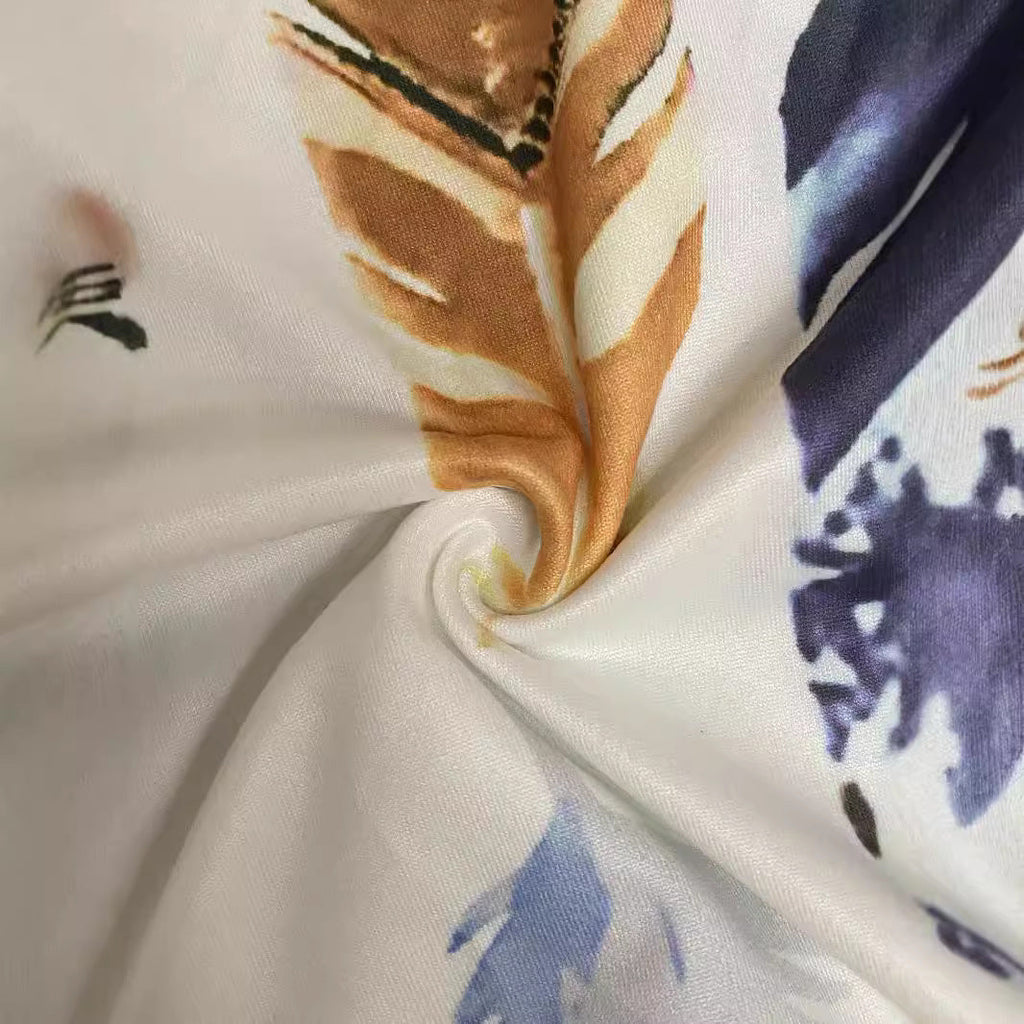 Damen ärmelloses Freizeitkleid mit Federmuster und praktischen Taschen Drune