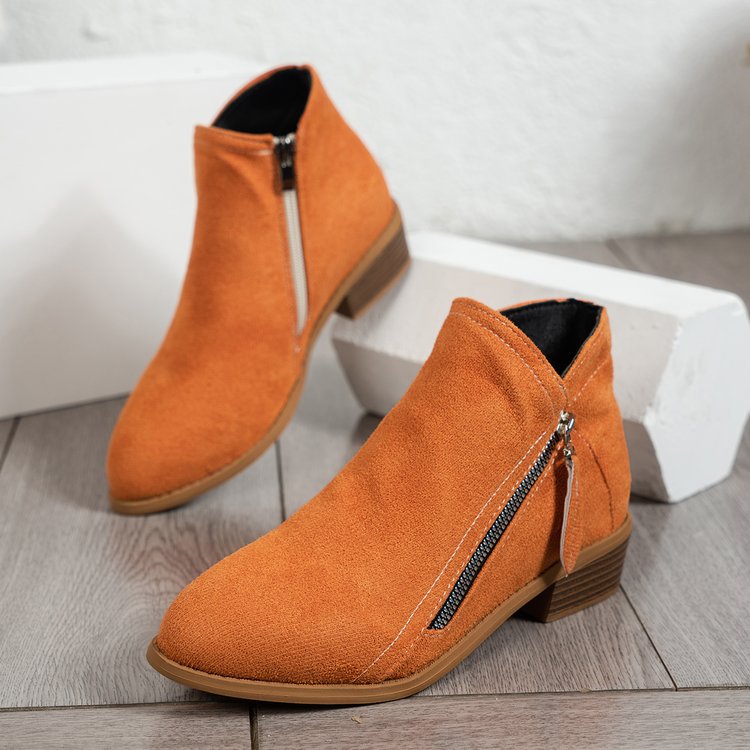 Damenstiefeletten mit seitlichem Reißverschluss und elegantem Samtobermaterial, Größe S