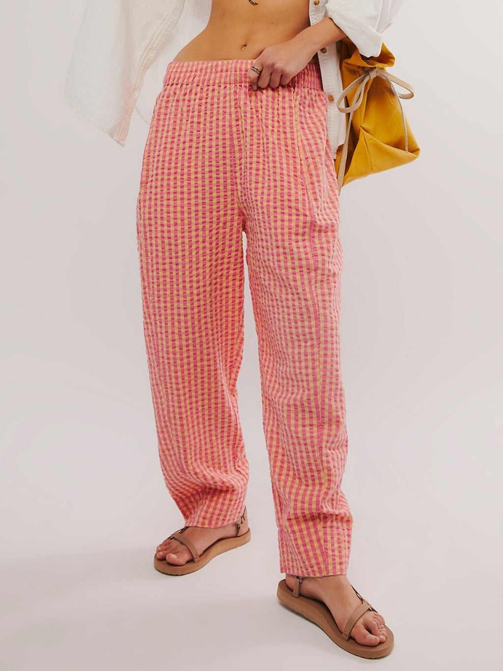 Valenzora | Checkered cotton woven casual college-style bubble pants