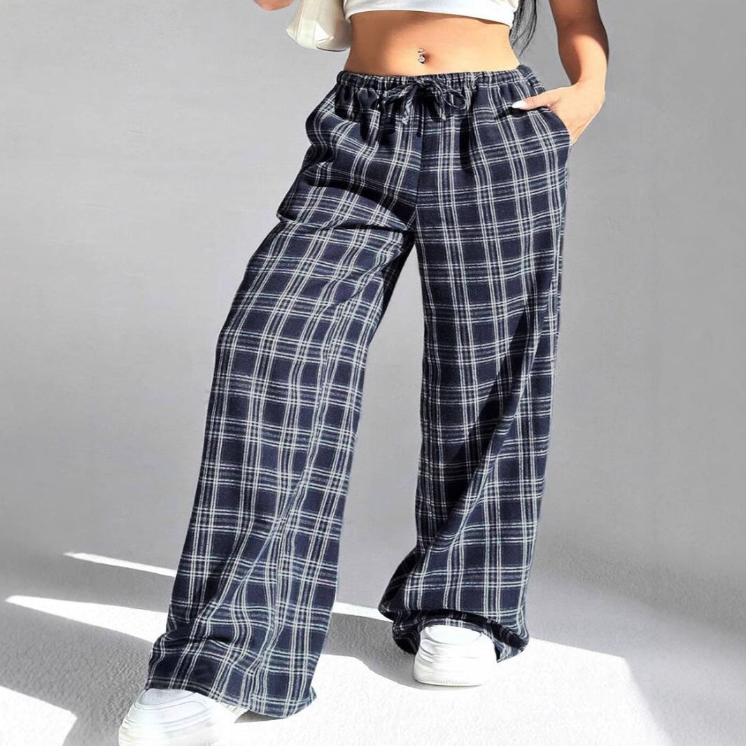 Damen Karierte Freizeithose Größe
