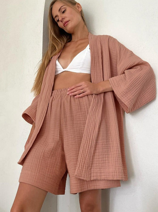 Valenzora Set for home: Loose-fitting cardigan and shorts