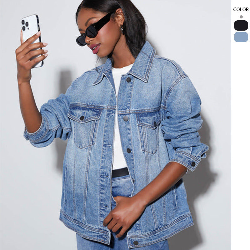 Oversized Jeansjacke für Damen im modernen Streetstyle mit lässigem Schnitt, Größe S