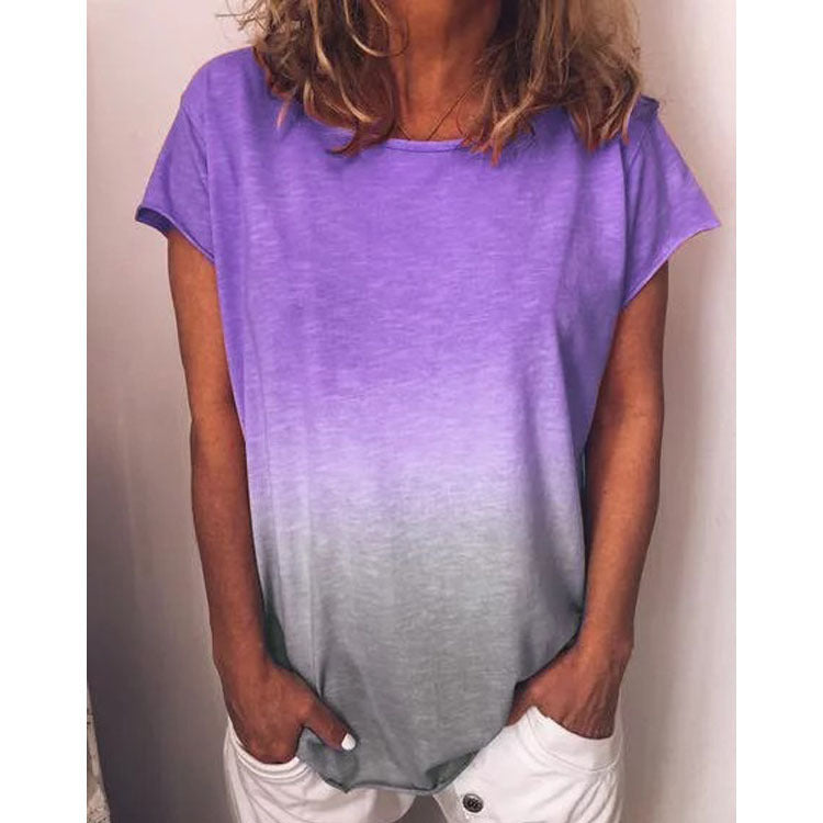 Valenzora | Buntes T-Shirt mit V-Ausschnitt und Farbverlauf