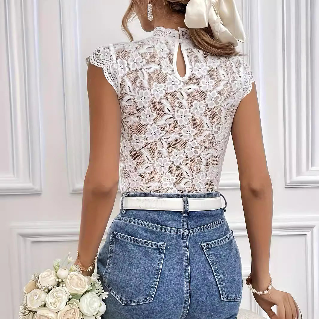 Valenzora | Lace-in collar short-sleeved tea