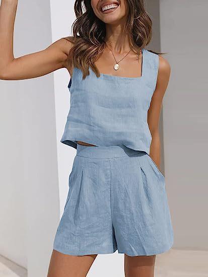 Damen Leichte Sommerbluse und Shorts-Set, Größe