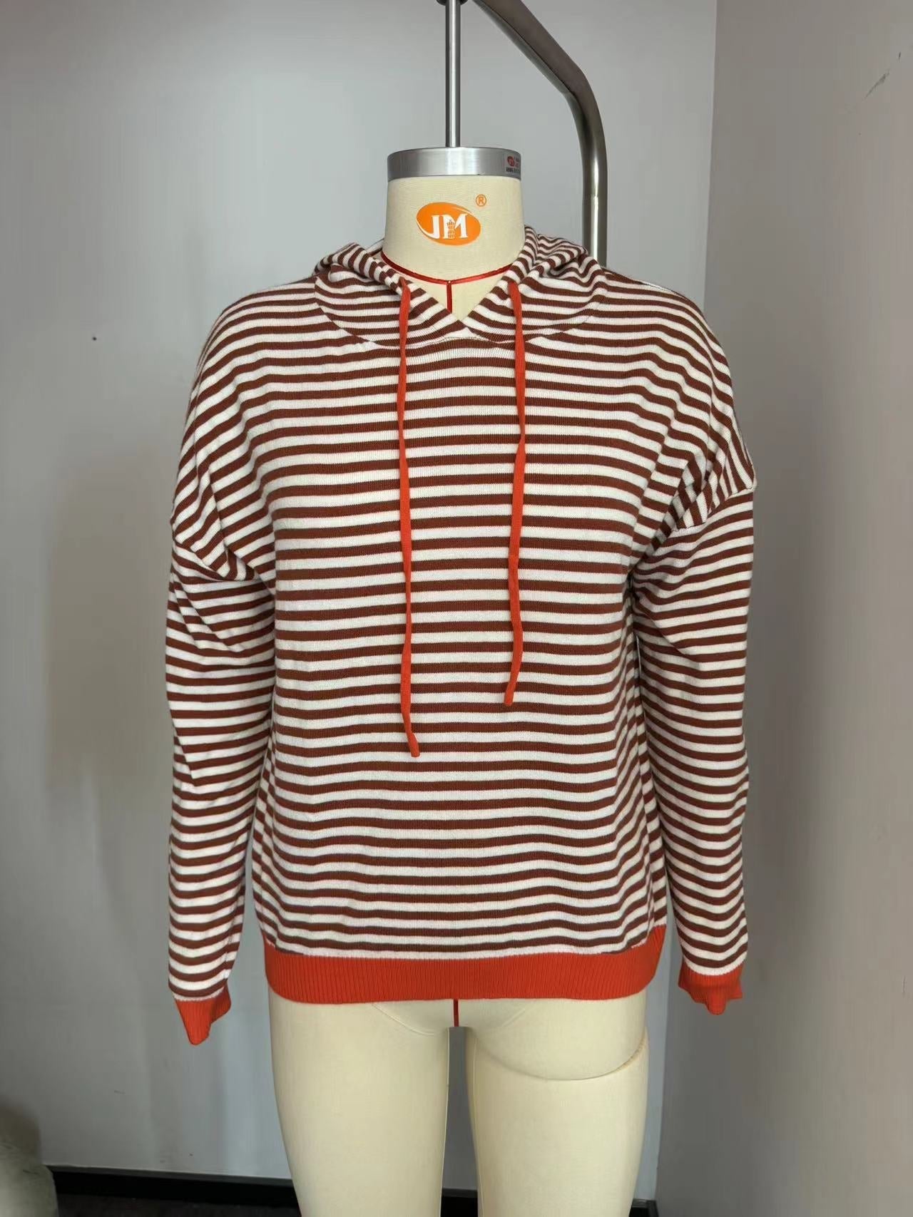 Gestreifter Hoodie für Damen mit lockerer Passform und kontrastierenden Details, Größe S
