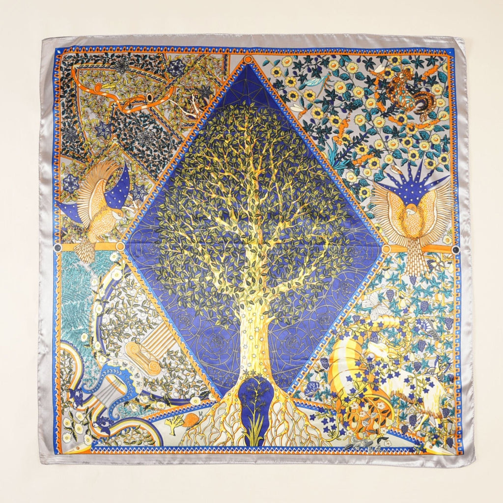 Damen-Luxusseidenschal mit kunstvollem Blumenmuster und schimmerndem Glanz, Größe Valenzora