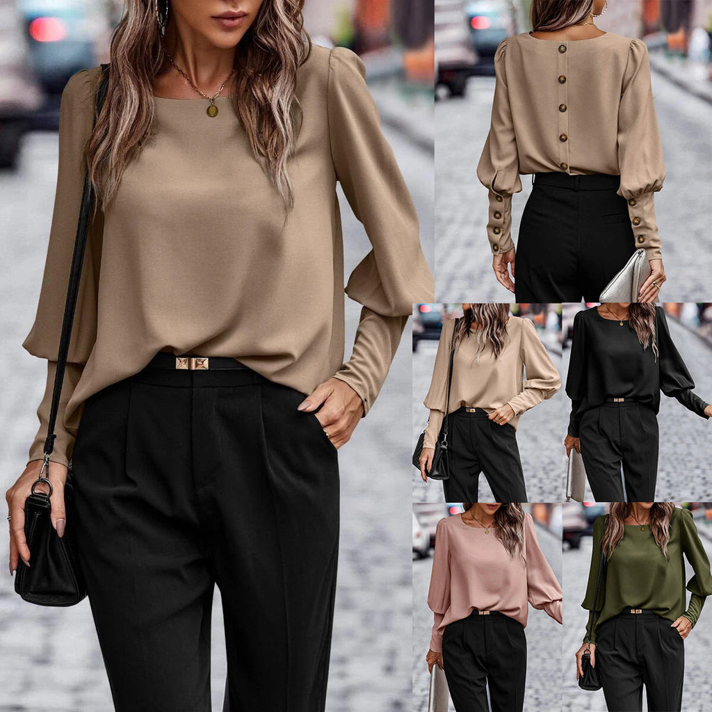 Valenzora | Langärmliges Button-down-Shirt Schlichter Freizeit-Tee