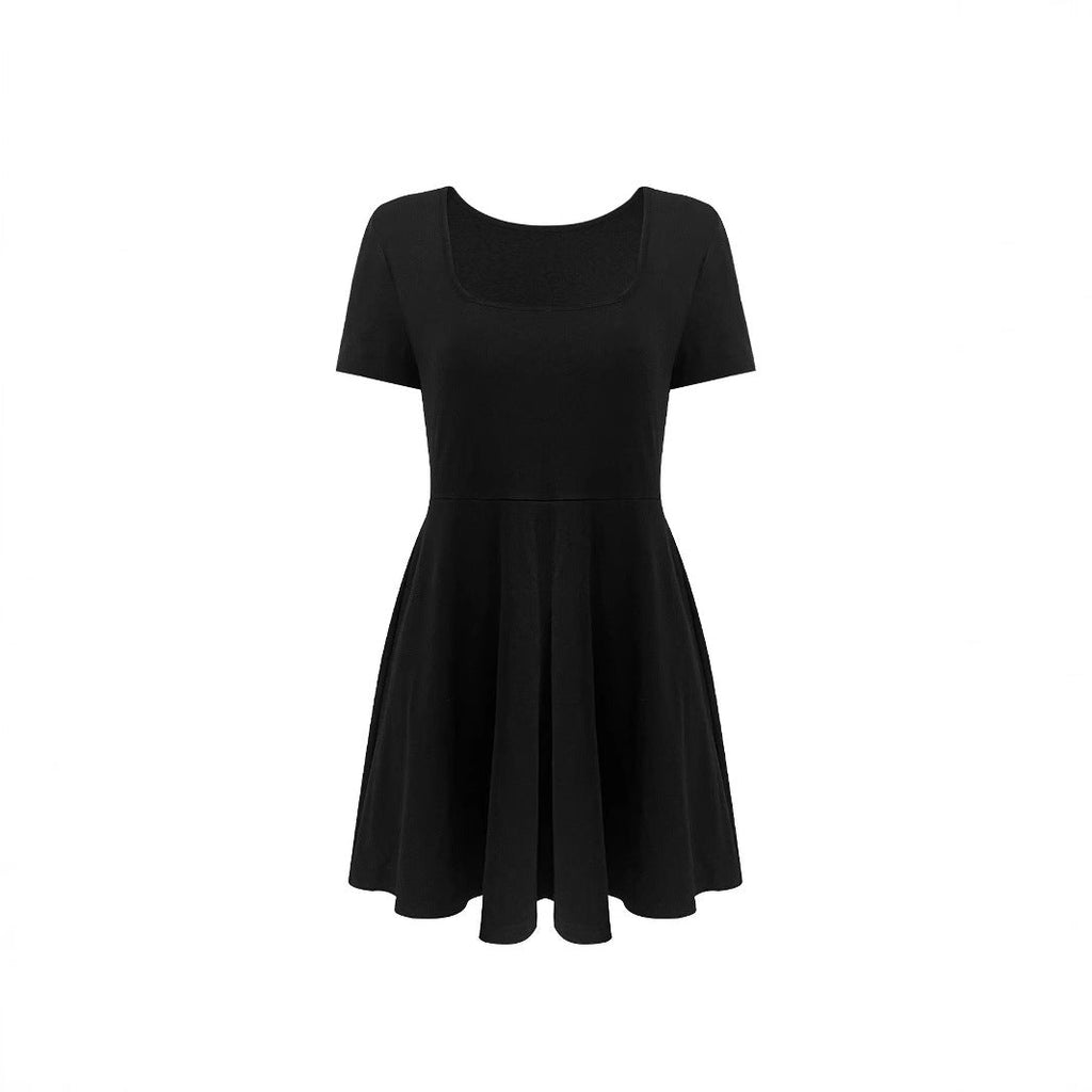 Women's A-line Dress with Round Neckline Drune