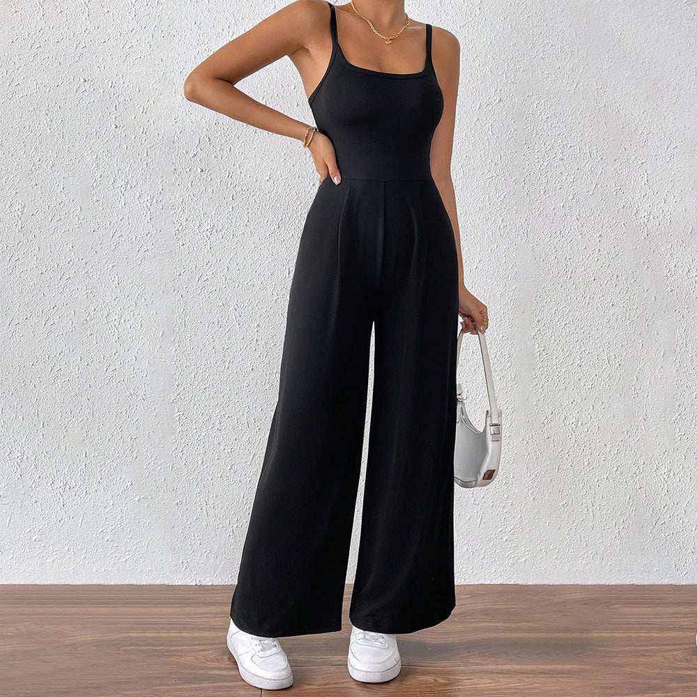 Damen-Freizeit-Jumpsuit mit schmalen Spaghettiträgern und fließendem Schnitt, Größe S