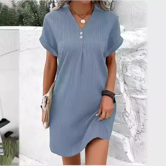 Women's casual midi dress with button details, size