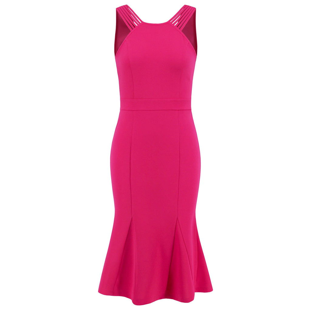 Damen-Midikleid mit raffiniertem Rückenausschnitt und ausgestelltem Saum, Größe S