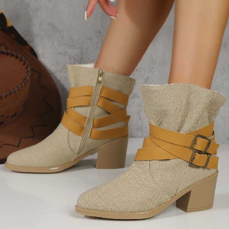 Valenzora | Vintage Boots with Chunky Heel