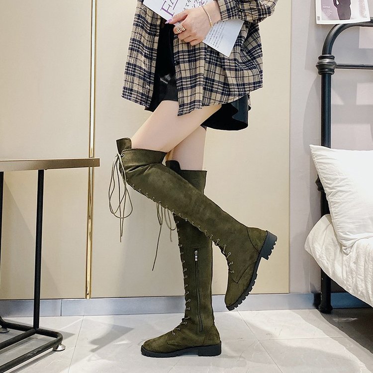 Overknee-Stiefel für Damen mit edler Schnürung und robuster Sohle, Größe Valenzora