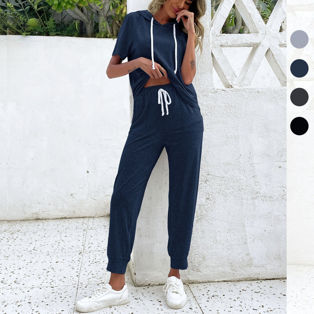 Damen-Jumpsuit mit bequemem Tunnelzug und lässigem Kurzarm-Design, Größe S