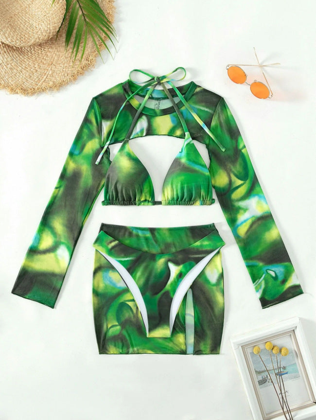 Sportliches Bikini-Set für Damen mit langen Ärmeln und modischem Schnitt, Größe S