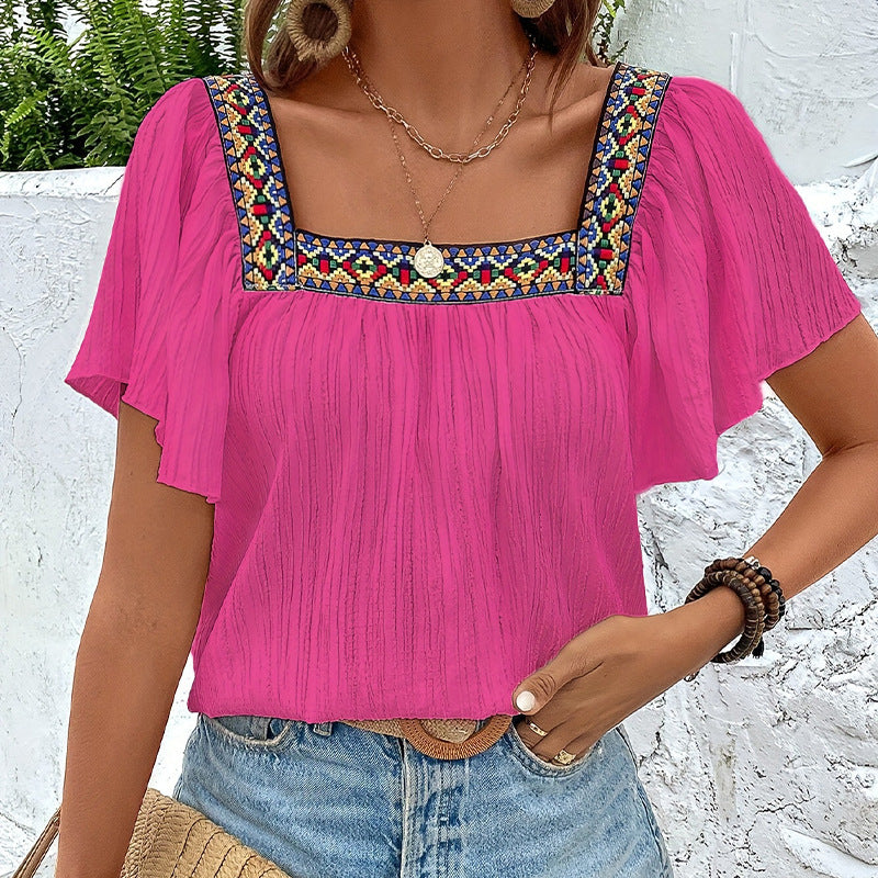 Damen-Luftsommerbluse mit Stickerei, Größe