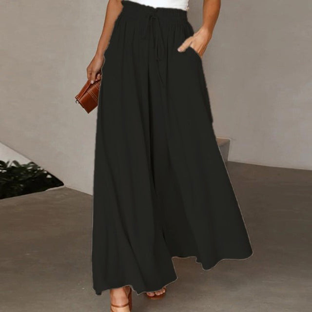 Valenzora | Leichte Damen-Leinenhose mit weitem Bein für Frühling und Sommer