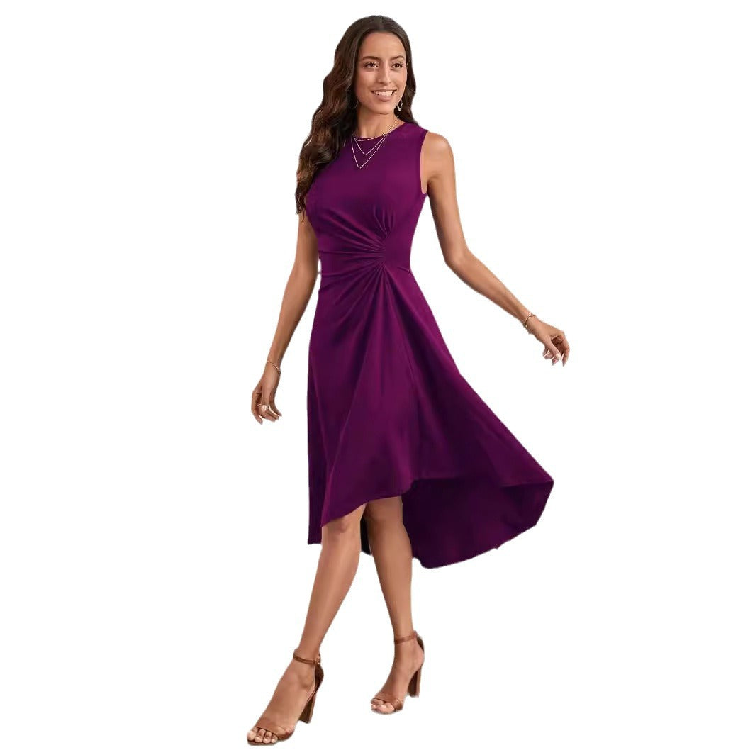 Women's midi dress with an asymmetrical cut and flattering draping, size S