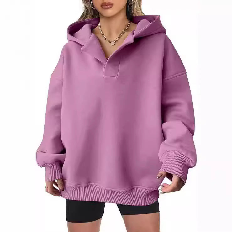 Damen Oversized Hoodie mit Kängurutasche, Größe