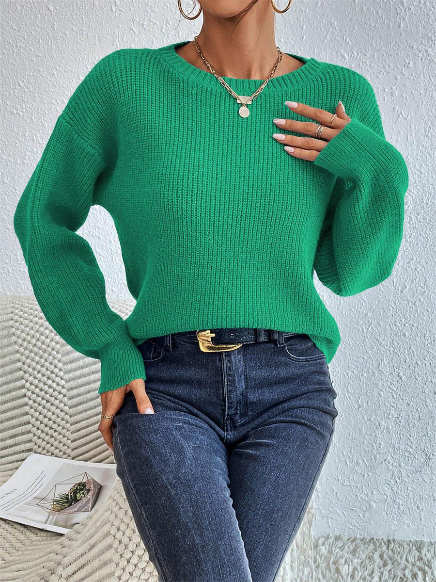 Women's casual knit sweater with a relaxed fit and elegant ribbed details, size [size]