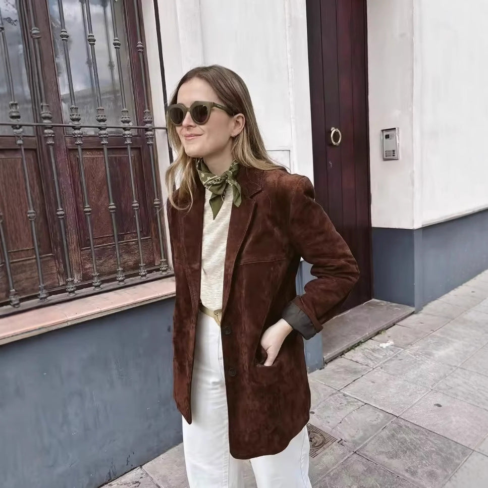 Damen Wildleder Blazer Jacke GRÖSSE