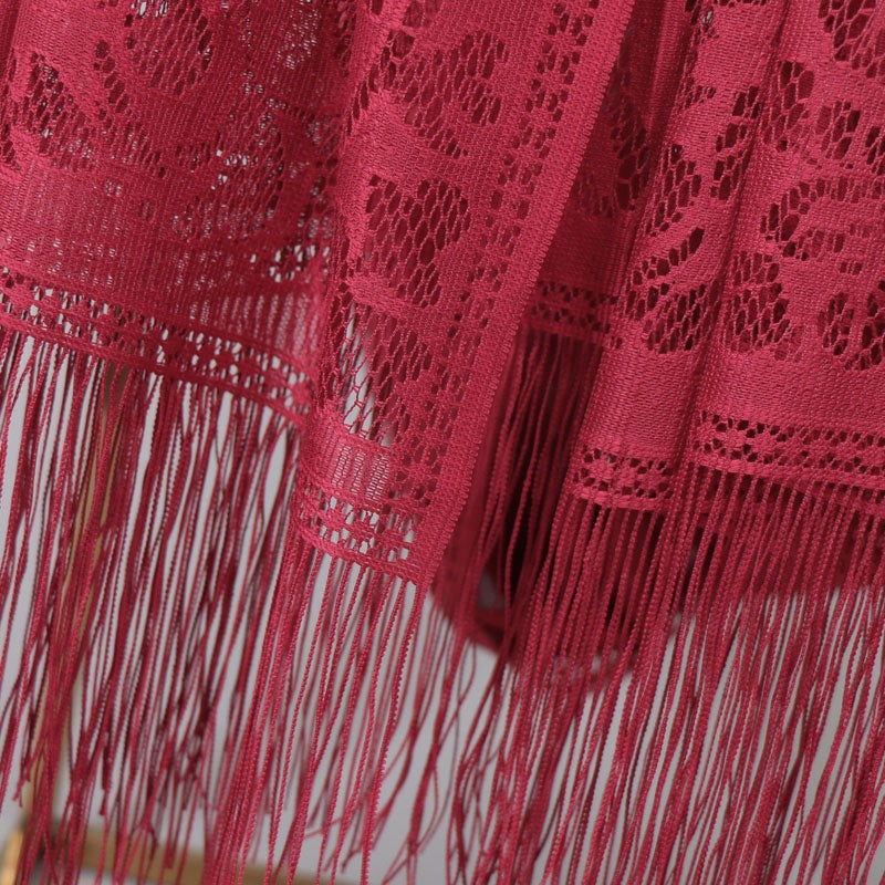 Women's long lace scarf with fringed edges, size