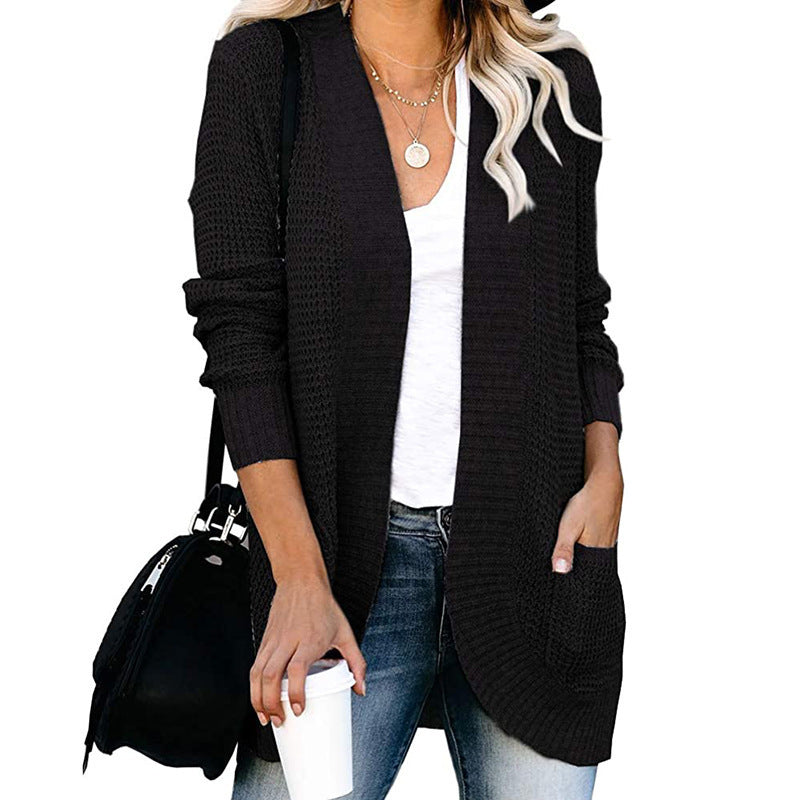 Women's open-cut cardigan with side pockets, size
